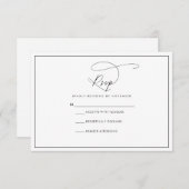 Moderne zwarte en witte RSVP-kaart RSVP Kaartje (Voorkant / Achterkant)