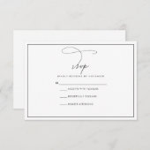 Moderne zwarte en witte RSVP-kaart RSVP Kaartje (Voorkant / Achterkant)