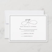 Moderne zwarte en witte RSVP-kaart RSVP Kaartje (Voorkant)