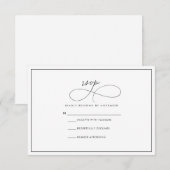 Moderne zwarte en witte RSVP-kaart RSVP Kaartje (Voorkant / Achterkant)