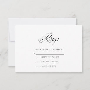 Moderne zwarte en witte RSVP-kaart RSVP Kaartje