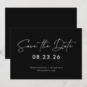 Moderne zwarte en witte Save the Date Kaart (Voorkant / Achterkant)