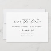 Moderne zwarte en witte save the date uitnodiging (Voorkant)