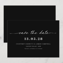 Moderne zwarte en witte save the date uitnodiging