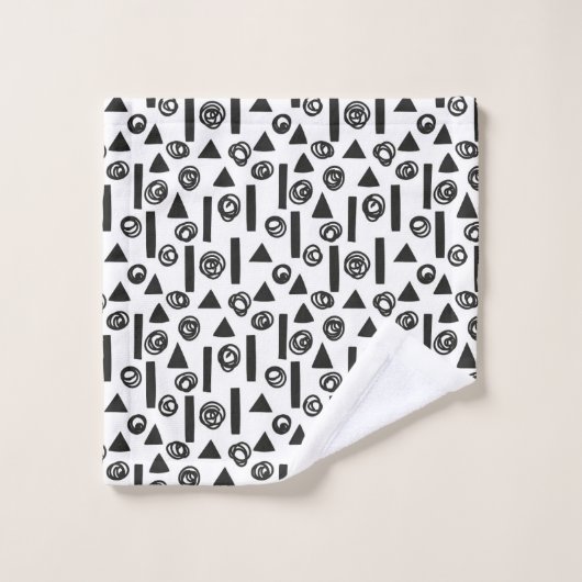 Moderne zwarte en witte Scandinavische geometrisch Bad Handdoek (Wasdoekje)