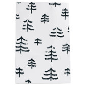 Moderne zwarte en witte Scandinavische kerstbomen Medium Cadeauzakje (Voorkant)