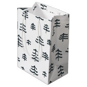 Moderne zwarte en witte Scandinavische kerstbomen Medium Cadeauzakje (Achterkant Gekanteld)