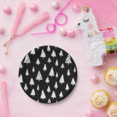 Moderne zwarte en witte Scandinavische kerstbomen Papieren Bordje (Feest)