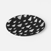 Moderne zwarte en witte Scandinavische kerstbomen Papieren Bordje (Gekanteld)