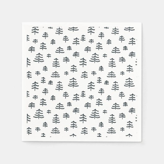 Moderne zwarte en witte Scandinavische kerstbomen Servet (Voorkant)