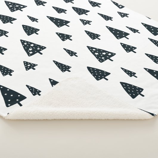 Moderne zwarte en witte Scandinavische kerstbomen Sherpa Deken (3/4)