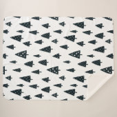 Moderne zwarte en witte Scandinavische kerstbomen Sherpa Deken (Voorkant (horizontaal))