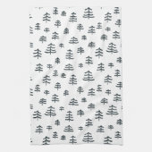 Moderne zwarte en witte Scandinavische kerstbomen Theedoek (Verticaal)