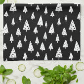 Moderne zwarte en witte Scandinavische kerstbomen Theedoek (Gevouwen)