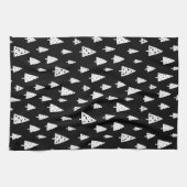 Moderne zwarte en witte Scandinavische kerstbomen Theedoek (Horizontaal)