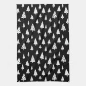 Moderne zwarte en witte Scandinavische kerstbomen Theedoek (Verticaal)