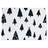 Moderne zwarte en witte Scandinavische kerstboom Groot Cadeauzakje (Voorkant)
