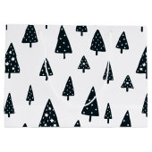 Moderne zwarte en witte Scandinavische kerstboom Groot Cadeauzakje (Achterkant)