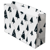 Moderne zwarte en witte Scandinavische kerstboom Groot Cadeauzakje (Achterkant Gekanteld)