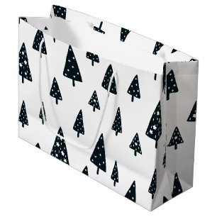 Moderne zwarte en witte Scandinavische kerstboom Groot Cadeauzakje
