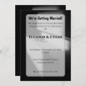 Moderne zwarte en witte schaduwring verlovingsring kaart (Voorkant / Achterkant)