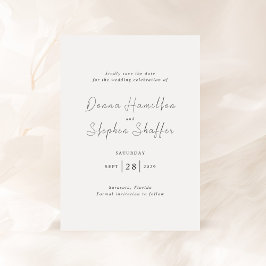 Moderne Zwarte en Witte Schone Trouwdag Save The Date