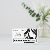 Moderne zwarte en witte schoonheidssalon loyalitei visitekaartje (Staand voorkant)