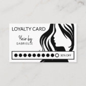 Moderne zwarte en witte schoonheidssalon loyalitei visitekaartje (Voorkant)