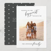 Moderne zwarte en witte script 1 foto Kerstmis Feestdagenkaart (Voorkant / Achterkant)