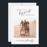 Moderne zwarte en witte script 1 foto Kerstmis Feestdagenkaart<br><div class="desc">Een prachtige 1 foto Kerstmis prettige feestdagen een simpele klassieke minimale kaart. De achtergrondkleur kan worden gewijzigd.</div>