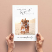 Moderne zwarte en witte script 1 foto Kerstmis Feestdagenkaart