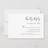 Moderne Zwarte en Witte Script Bruiloft RSVP Kaartje (Voorkant)