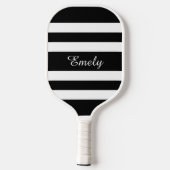Moderne Zwarte En Witte Script Naam Pickleball Paddle (Achterkant)