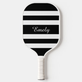 Moderne Zwarte En Witte Script Naam Pickleball Paddle