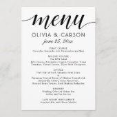 Moderne Zwarte en Witte Script Trouw Menu (Voorkant)