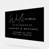 Moderne Zwarte en Witte Script Trouw Welkom Acryl Bord (Hoek)