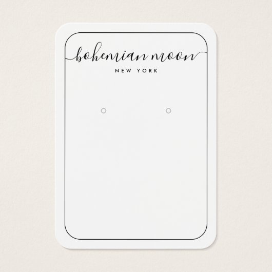 Moderne zwarte en witte sieraden met script visitekaartje (Voorkant)