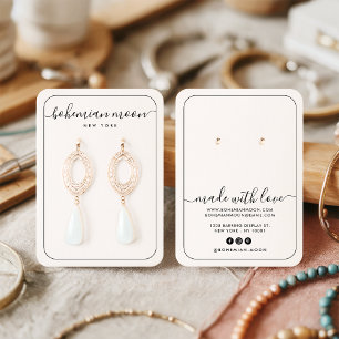 Moderne zwarte en witte sieraden met script visitekaartje