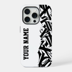 Moderne Zwarte en Witte Stedelijke Calligrafie Aan iPhone 15 Pro Case