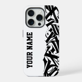 Moderne Zwarte en Witte Stedelijke Calligrafie Aan iPhone 15 Pro Case