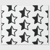 Moderne zwarte en witte sterren cadeaupapier (Vlak)