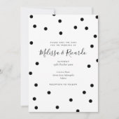 Moderne Zwarte en Witte Stippen Save the Date (Voorkant)