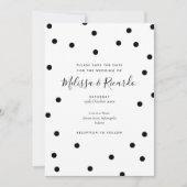 Moderne Zwarte en Witte Stippen Save the Date Kaart (Voorkant)
