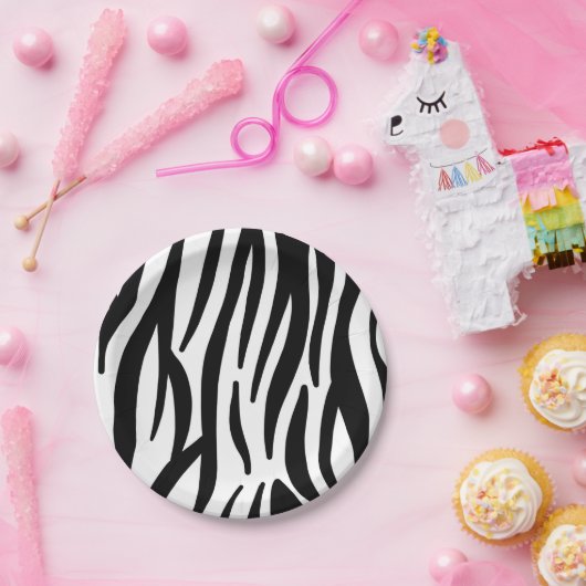 Moderne zwarte en witte streekvormers papieren bordje (Feest)