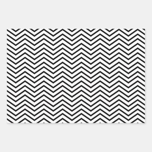 Moderne zwarte en witte streep, Chevron & Stippen Inpakpapier Vel (Voorkant 3)