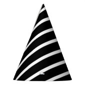 Moderne zwarte en witte streep feesthoedjes (Links)