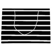 Moderne zwarte en witte streep groot cadeauzakje (Voorkant)