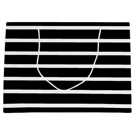 Moderne zwarte en witte streep groot cadeauzakje (Voorkant)