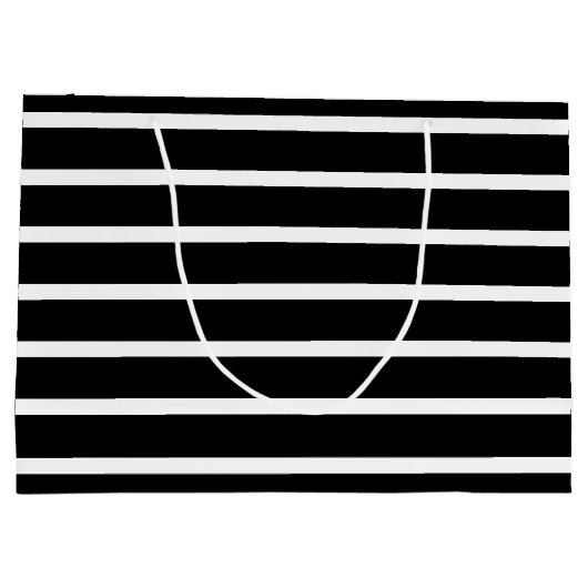 Moderne zwarte en witte streep groot cadeauzakje (Achterkant)