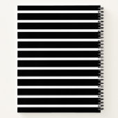 Moderne zwarte en witte streep notitieboek (Achterkant)